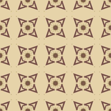 Bej ve kahverengideki soyut elementlerden yapılmış kusursuz resimli desen