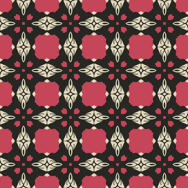 Nahtlos Illustriertes Muster Aus Abstrakten Elementen Beige Rosa Und Schwarz — Stockvektor