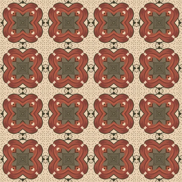 Seamless Illustrated Pattern Made Abstract Elements Beige Brown Dark Gray — Stock Vector