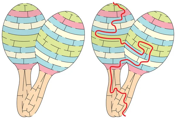 Labirin Maracas Untuk Anak Anak Yang Lebih Muda Dengan Solusi - Stok Vektor