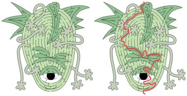 Çözümü olan çocuklar için küçük canavar labirenti.