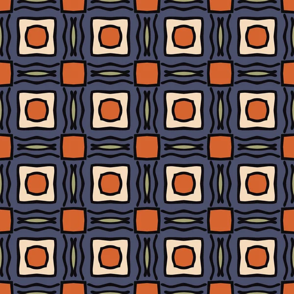 Motif Illustré Sans Couture Composé Éléments Abstraits Beige Orange Bleu — Image vectorielle