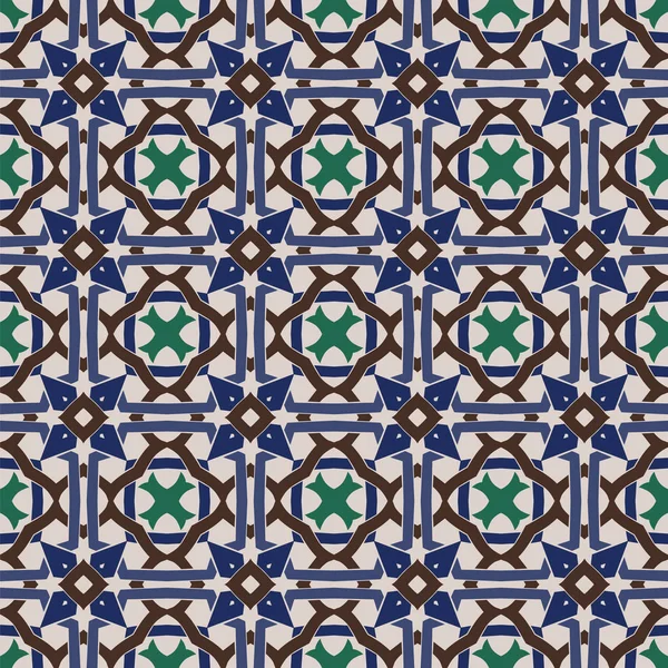 Motif Illustré Sans Couture Composé Éléments Abstraits Beige Vert Bleu — Image vectorielle