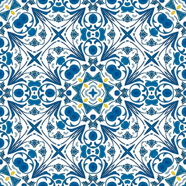 Illustration Motifs Sans Couture Dans Style Traditionnel Comme Tuile Portugaise — Image vectorielle