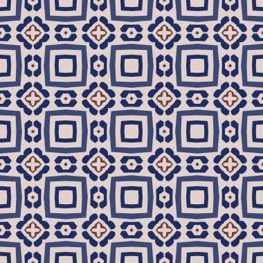 Soyut öğeler bej, mavi, kahverengi, Dikişsiz resimli desen yapılmış