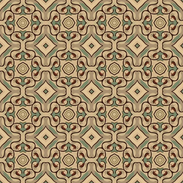 Motif Illustré Sans Couture Composé Éléments Abstraits Beige Nuances Vert — Image vectorielle