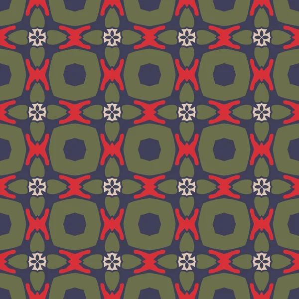Ilustrované Vzor Bezešvé Abstraktní Prvky Béžové Červené Zelené Modré — Stockový vektor