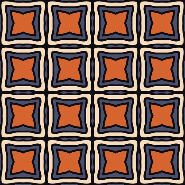 Nahtlose Illustrationsmuster Aus Abstrakten Elementen Beige Orange Blau Schwarz — Stockvektor
