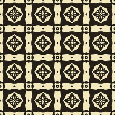 Bej ve siyah olarak soyut elementlerden yapılmış kusursuz resimli desen