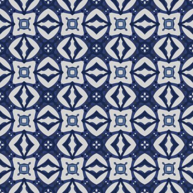 Açık gri ve mavi tonlarında soyut elementlerden yapılmış kusursuz resimli desen