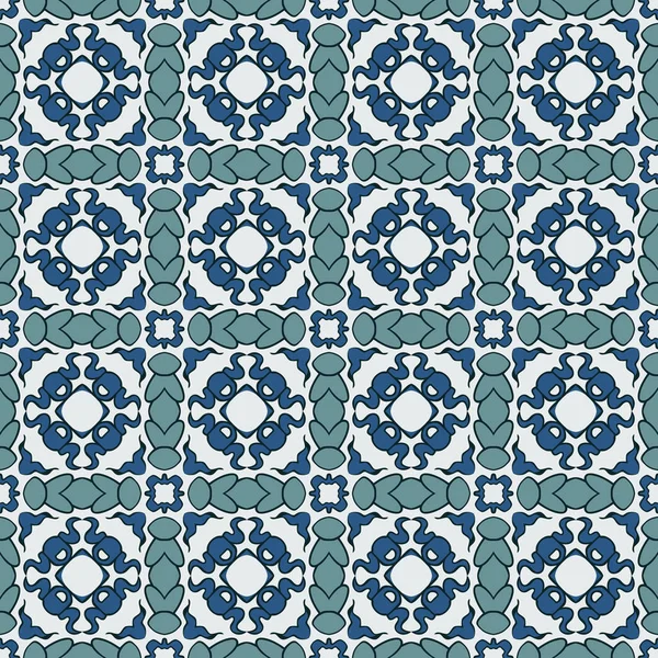 Motif Illustré Sans Couture Composé Éléments Abstraits Blanc Turquoise Bleu — Image vectorielle