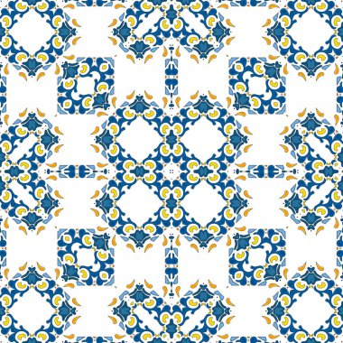 Portekiz fayansları gibi geleneksel tarzda kusursuz desenli çizimler.