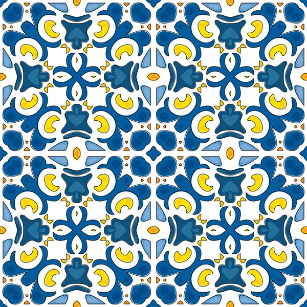 Seamless Pattern Illustration Traditional Style Portuguese Tile — Stock Vector
