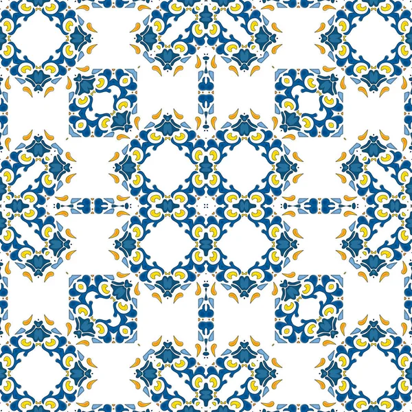 Seamless Pattern Illustration Traditional Style Portuguese Tile — Stock Vector