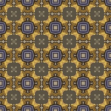 Soyut öğeler bej, sarı, gri, mavi, kahverengi ve siyah Dikişsiz resimli desen yapılmış