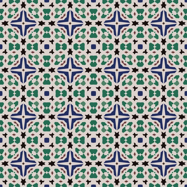 Motif Illustré Sans Couture Composé Éléments Abstraits Beige Bleu Vert — Image vectorielle