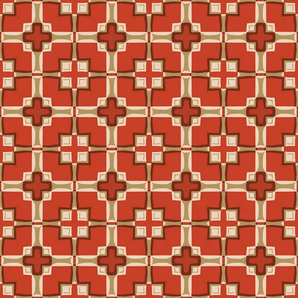 Motif Illustré Sans Couture Composé Éléments Abstraits Beige Rouge Brun — Image vectorielle