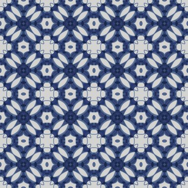 Açık gri ve mavi tonlarında soyut elementlerden yapılmış kusursuz resimli desen