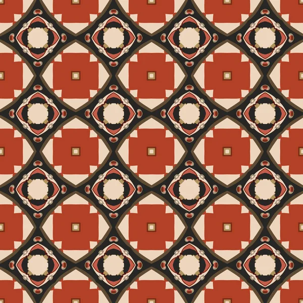 Motif Illustré Sans Couture Composé Éléments Abstraits Beige Brun Rouge — Image vectorielle