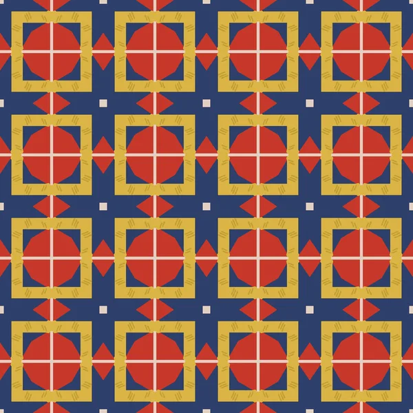 Motif Illustré Sans Couture Composé Éléments Abstraits Beige Rouge Jaune — Image vectorielle
