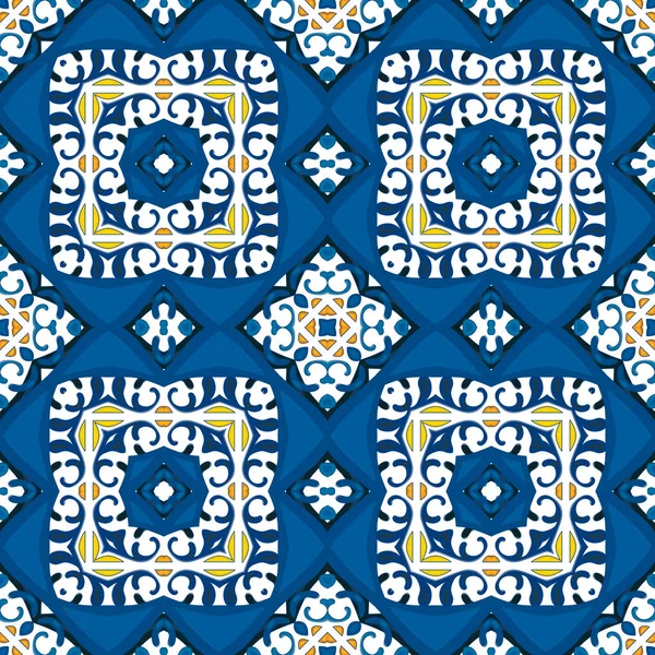 Seamless Pattern Illustration Traditional Style Portuguese Tile — Stock Vector