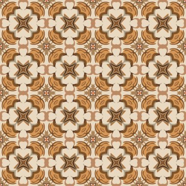 Bej, turuncu ve kahverengi tonlarında soyut elementlerden yapılmış kusursuz desenli.