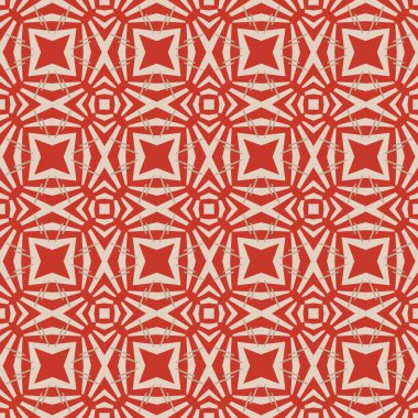 Bej ve kırmızıdaki soyut elementlerden yapılmış kusursuz resimli desen