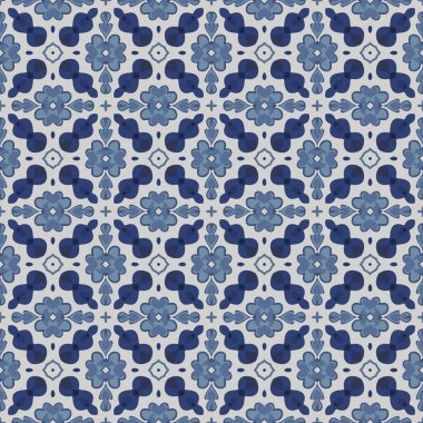 Açık gri ve mavi tonlarında soyut elementlerden yapılmış kusursuz resimli desen