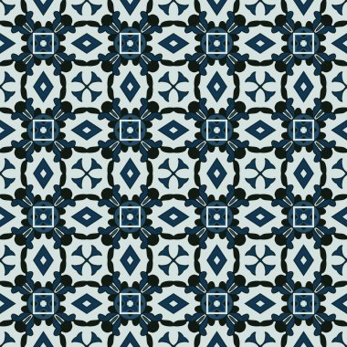 Açık gri ve mavi tonlarında soyut elementlerden yapılmış kusursuz resimli desen