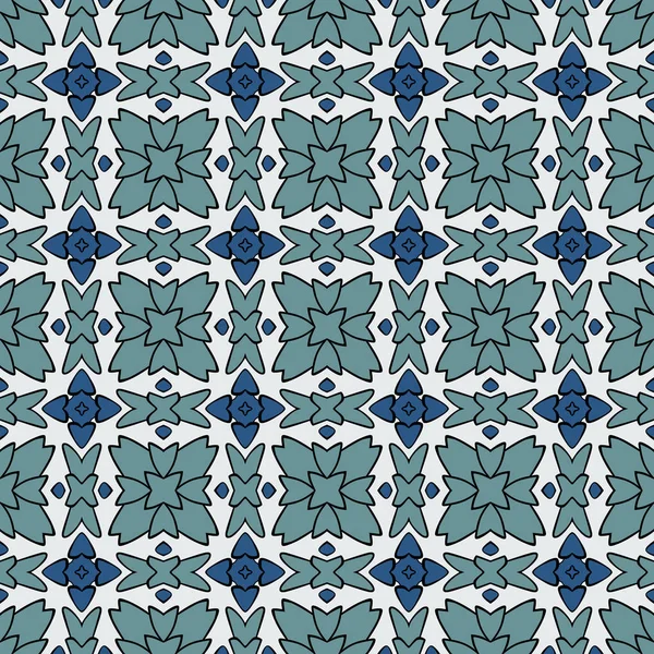 Nahtlos Illustriertes Muster Aus Abstrakten Elementen Weiß Türkis Blau Und — Stockvektor