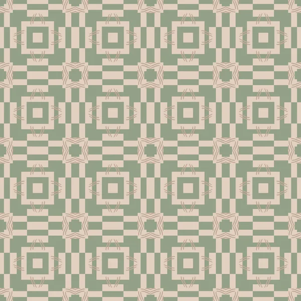 Patrón Ilustrado Sin Costuras Hecho Elementos Abstractos Beige Verde Pálido — Archivo Imágenes Vectoriales