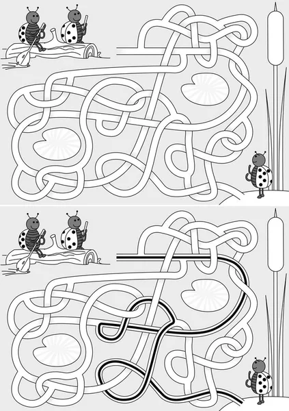 Labyrinthe de coccinelles — Image vectorielle