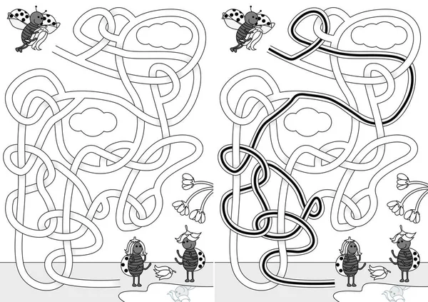 瓢虫迷宫 — 图库矢量图片