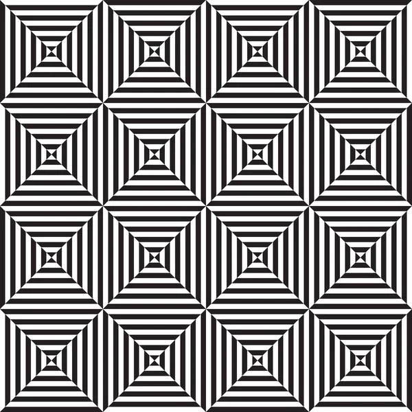 Modèle Illustré Sans Couture Éléments Géométriques Noir Blanc Illusion Optique — Image vectorielle