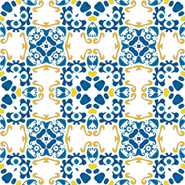传统风格的无缝图案图解 如葡萄牙瓷砖 — 图库矢量图片