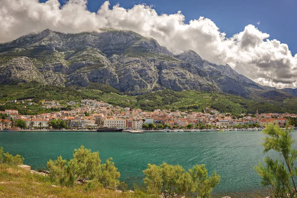 Ciudad Makarska Cordillera Biokovo Croacia — Foto de Stock