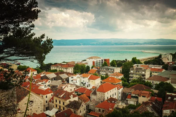 Вид Город Омиш Крыши Хорватия — стоковое фото