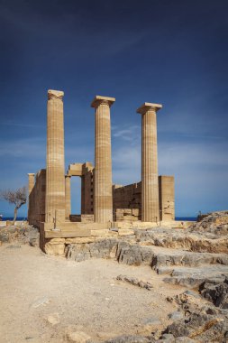 Athena Tapınağı Lindos içinde. Rhodes, Yunanistan.