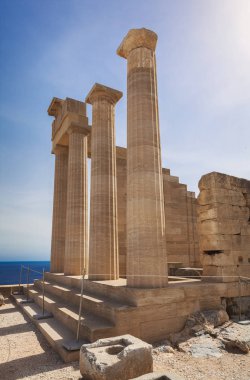 Athena Tapınağı Lindos içinde. Rhodes, Yunanistan.