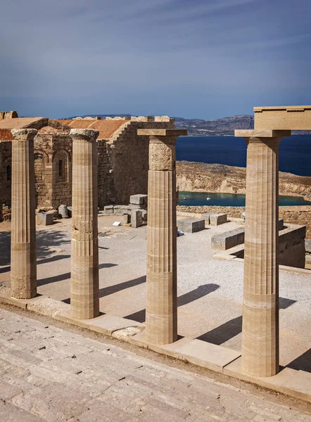 Historická Budova Zůstává Lindosu Rhodos Řecko — Stock fotografie