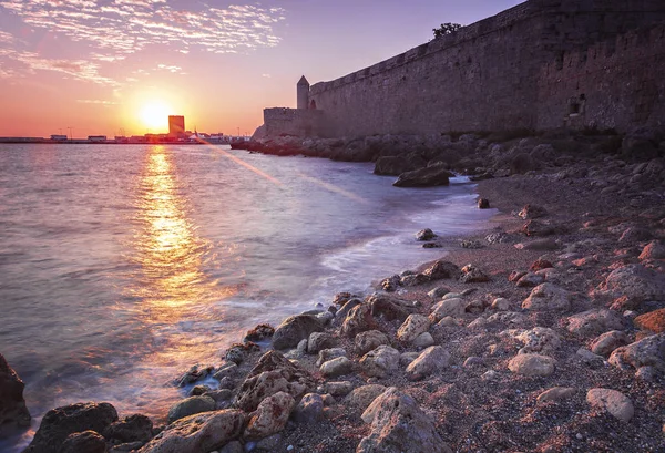 Sunrise Rhodes Town Old Town Wall — Stock Photo, Image