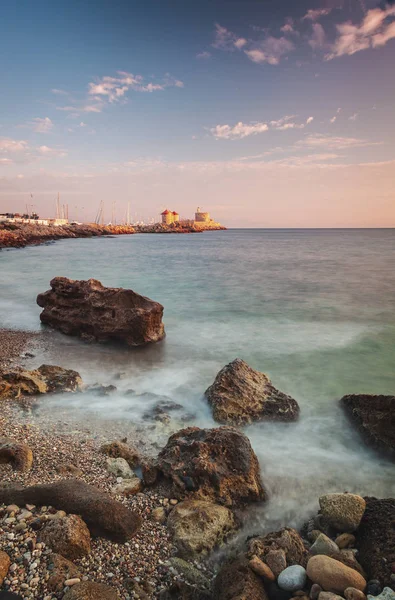 Rocks Sea Rhodes Town Greece — Stock Photo, Image