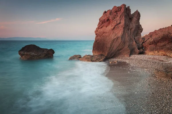 Long Exposure Seascape Cliffs Rhodes Greece — Stock Photo, Image