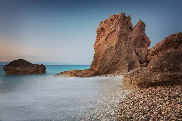 Long Exposure Seascape Cliffs Rhodes Greece — Stock Photo, Image