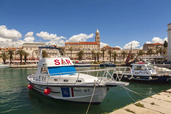 Split Croatia Мая 2018 Года Береговая Охрана Лодки Гавани — стоковое фото