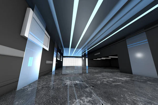Ilustração 3D de um interior industrial — Fotografia de Stock