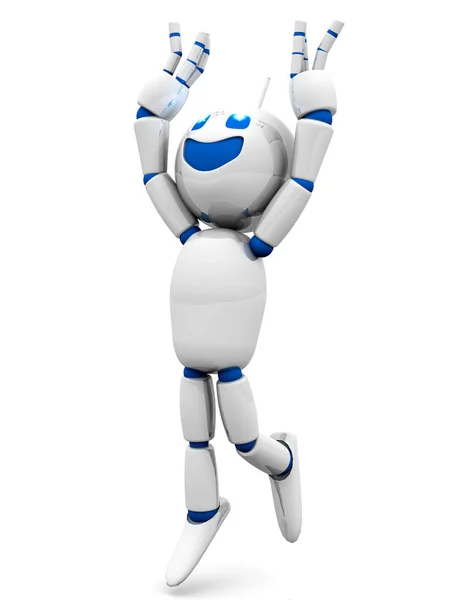 Szczęśliwy, skoki kreskówka Robot — Zdjęcie stockowe