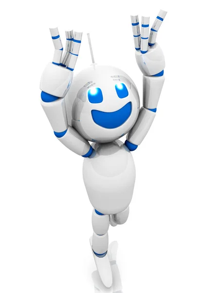 Feliz salto robô dos desenhos animados — Fotografia de Stock