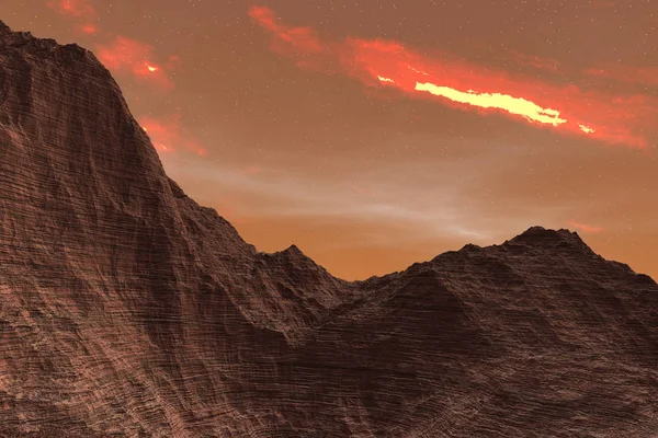 火星表面的三维图解 — 图库照片