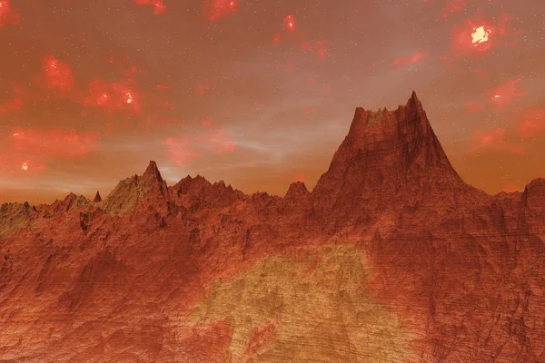3D Εικονογράφηση της επιφάνειας του πλανήτη Άρη — Φωτογραφία Αρχείου